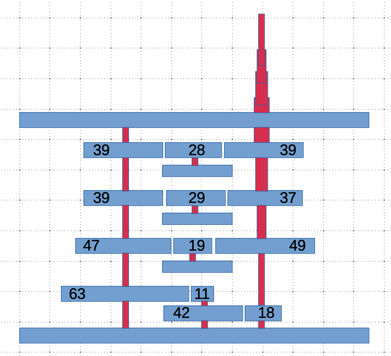 A sketch of the proposed gears indicating the supports